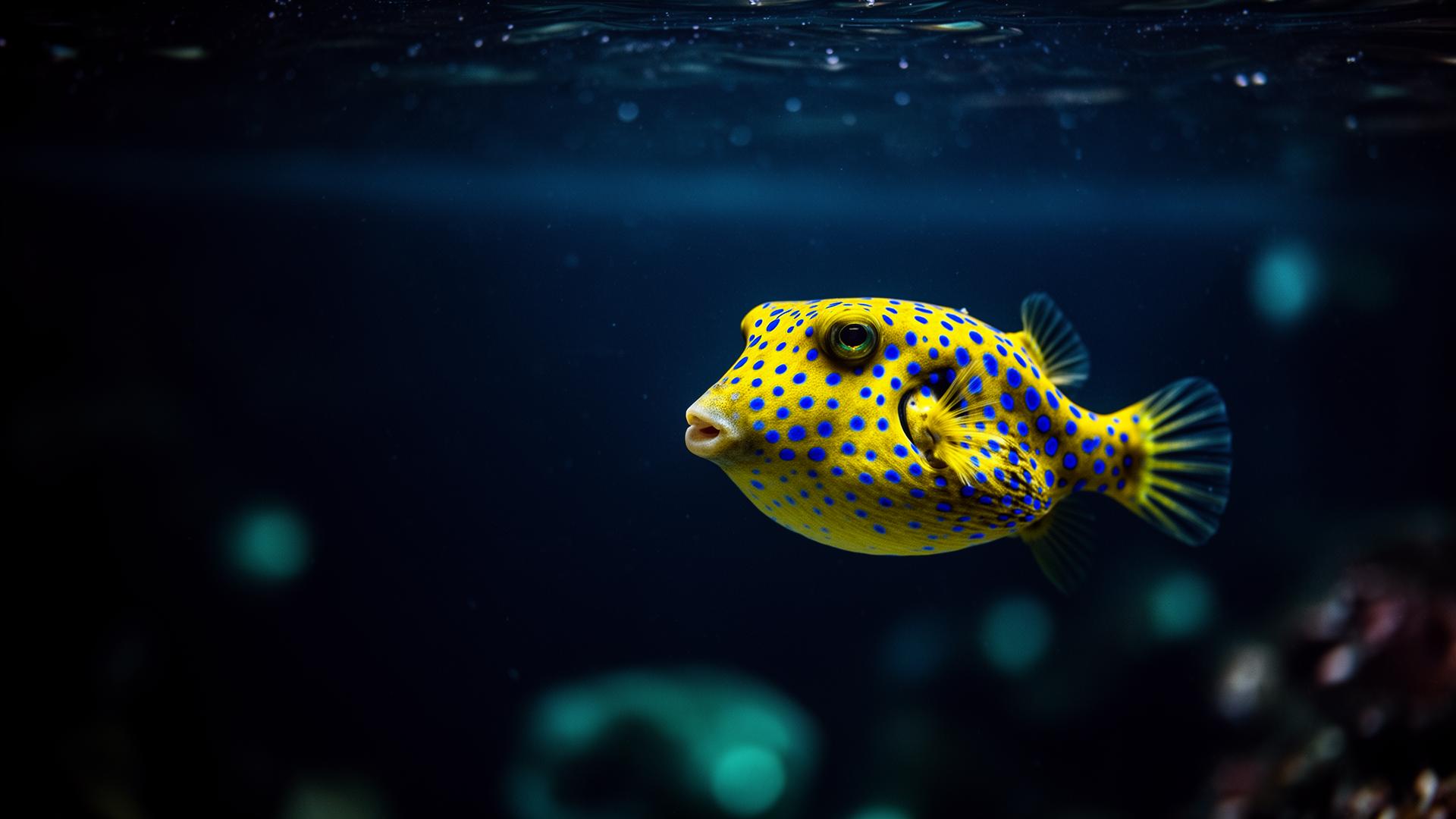 Vibrant aquarium fish on dark background